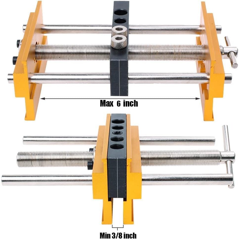 Self Centering Doweling Jig Kit - Adjustable Width Dowel Jig Kit for Straight Holes, Biscuit Joiner Set, 6 Bushings, 3 Size Drill Bits - Woodworking Precision Tool - Just Closeouts Canada Inc.