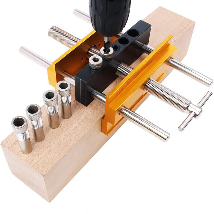 Self Centering Doweling Jig Kit - Adjustable Width Dowel Jig Kit for Straight Holes, Biscuit Joiner Set, 6 Bushings, 3 Size Drill Bits - Woodworking Precision Tool - Just Closeouts Canada Inc.