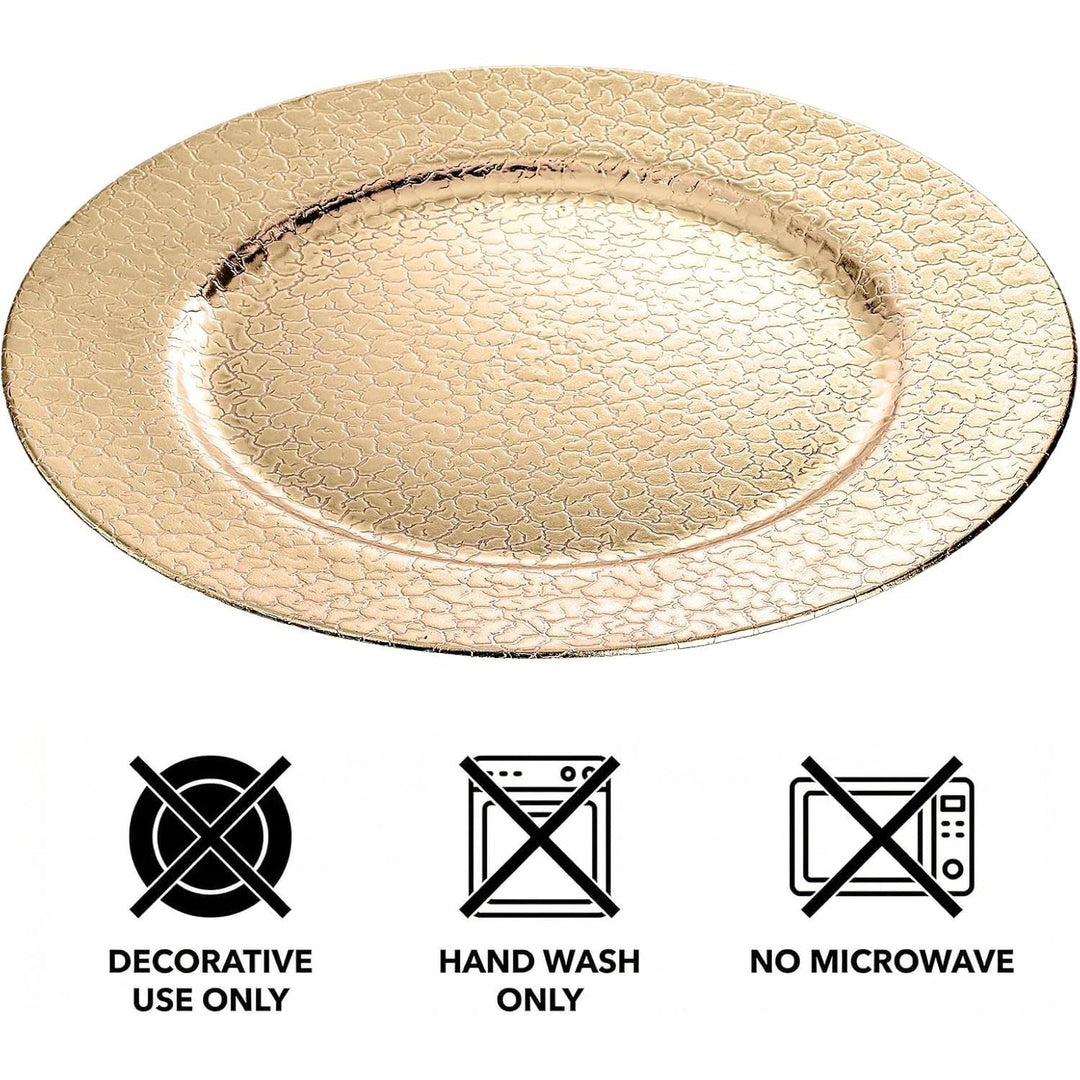 Set of 6 Gold Plastic Charger Plates, 13" High - Shine Round Decorative Underplates with Alligator Texture, Warm Gold Table Setting for Wedding & Events, Not for Food Contact - Just Closeouts Canada Inc.X003451HIX