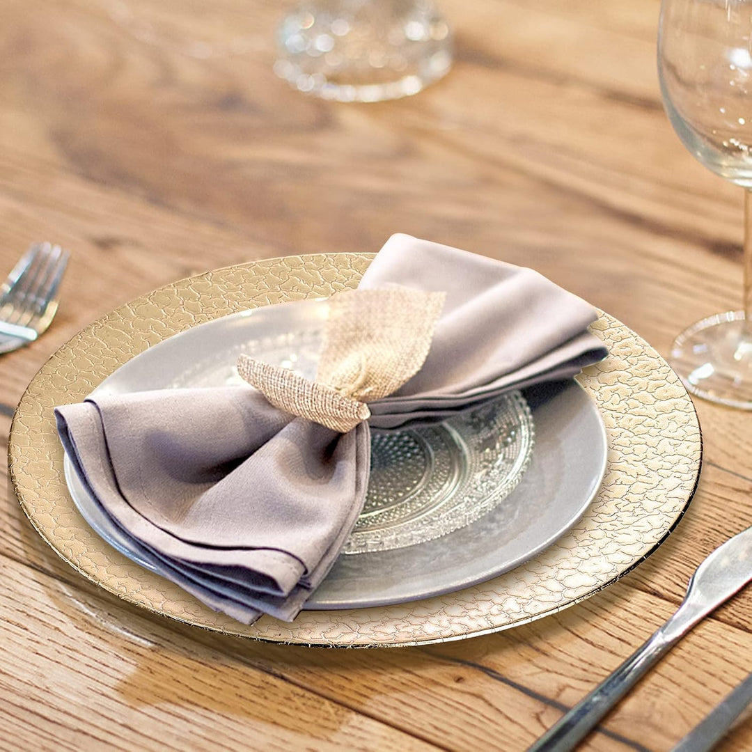 Set of 6 Gold Plastic Charger Plates, 13" High - Shine Round Decorative Underplates with Alligator Texture, Warm Gold Table Setting for Wedding & Events, Not for Food Contact - Just Closeouts Canada Inc.X003451HIX