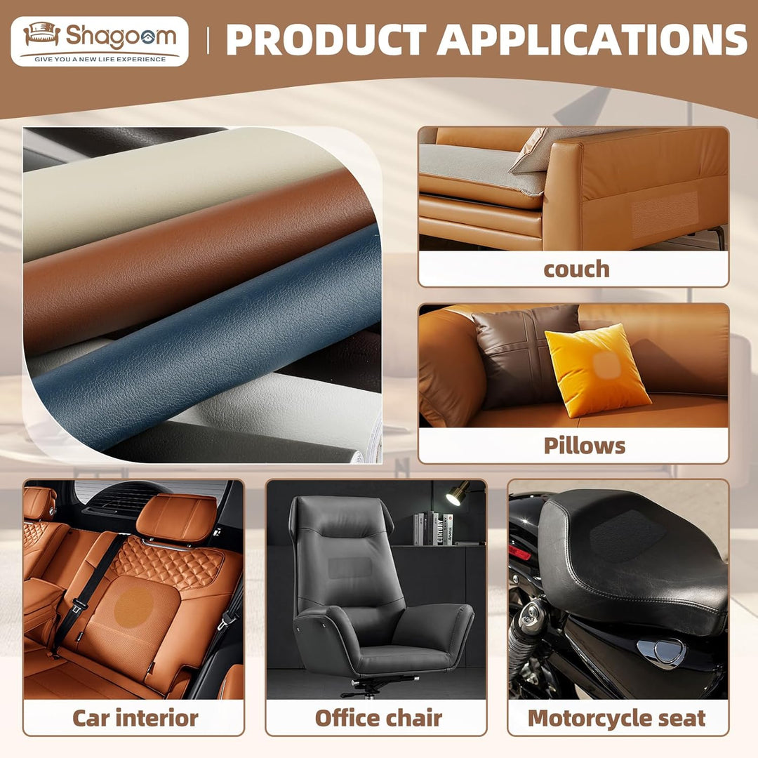 Shagoom Leather Repair Kit, 17X79 inch Self Adhesive Leather Patch Waterproof, DIY Large Leather Patches for Couches, Furniture, Kitchen Cabinets, Wall Black, 17X79 inch - Just Closeouts Canada Inc.