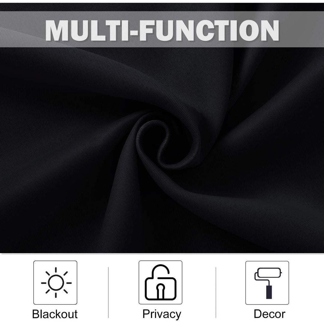 Short Blackout Grommet Curtains, Black, 34 x 36 in, 2 Panels - Just Closeouts Canada Inc.