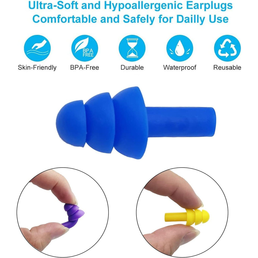 Silicone Ear Plugs for Sleeping,12 Pairs Reusable Earplugs Noise Reduction Ear Plugs Soft Waterproof Earplugs Hearing Protection for Concert,Swimming,Study,Loud Noise,Snoring - Just Closeouts Canada Inc.
