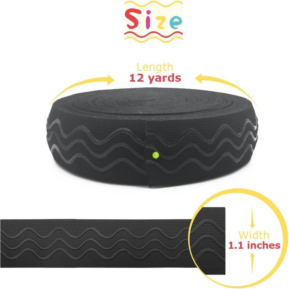 Silicone Gripper Sewing Elastic, 1.1 in × 12 yd, Black - Just Closeouts Canada Inc.