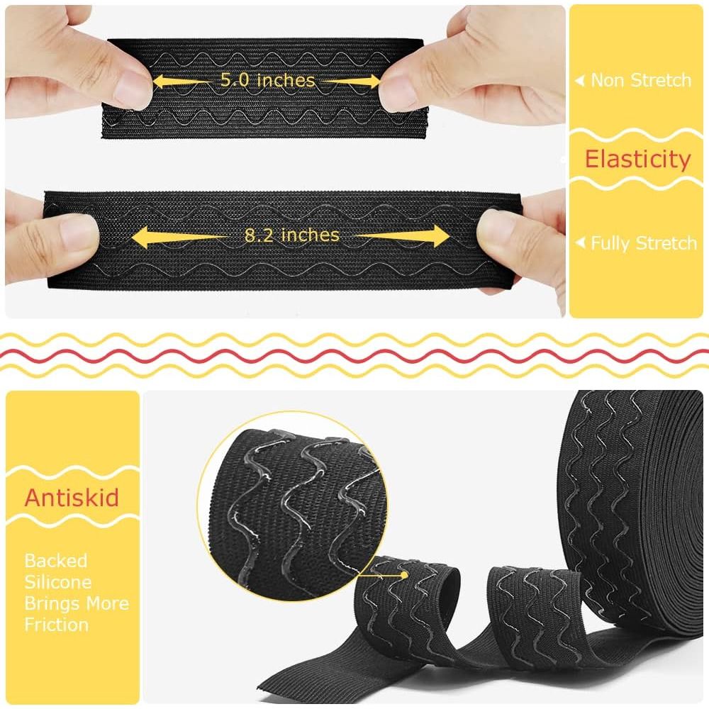 Silicone Gripper Sewing Elastic, 1.5 in × 12 yd, Black - Just Closeouts Canada Inc.