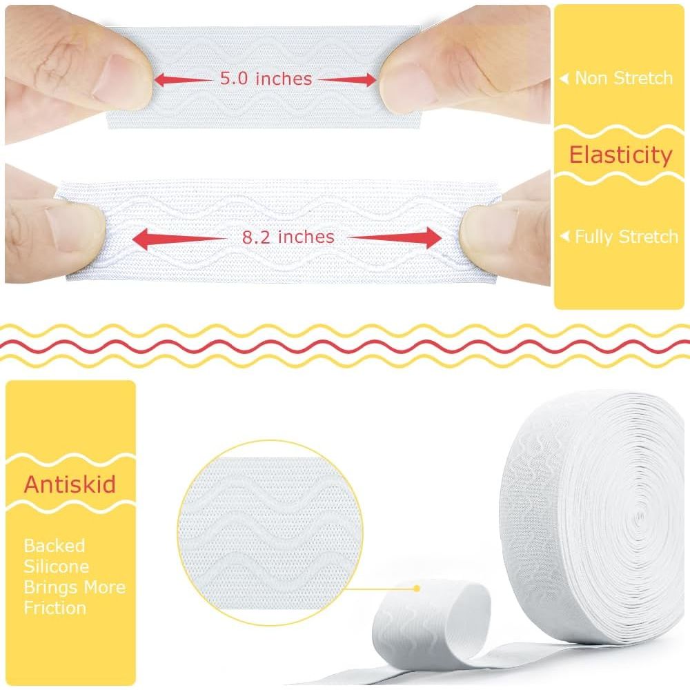 Silicone Gripper Sewing Elastic, 1.5 in × 12 yd, White - Just Closeouts Canada Inc.