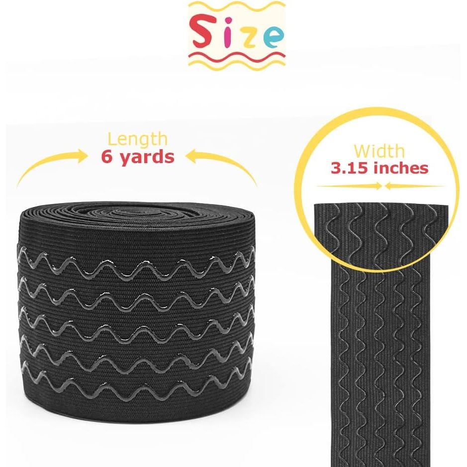 Silicone Gripper Sewing Elastic, 3.15 in × 6 yd, Black - Just Closeouts Canada Inc.