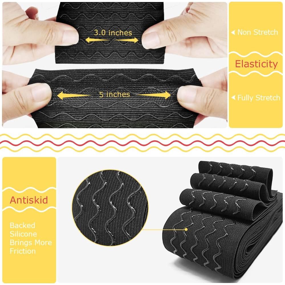 Silicone Gripper Sewing Elastic, 3.15 in × 6 yd, Black - Just Closeouts Canada Inc.