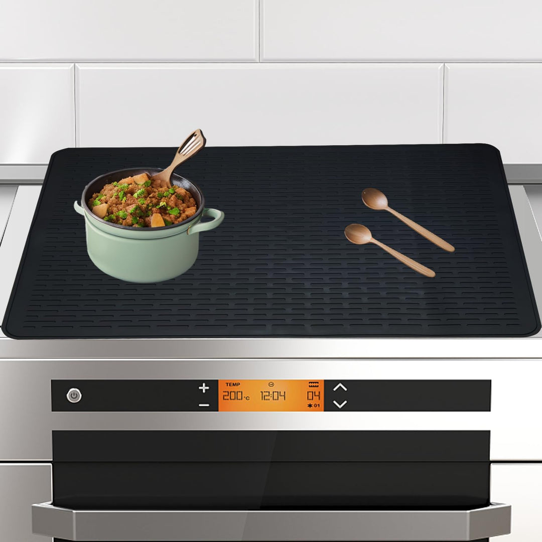 Silicone Stove Top Cover for Electric Stove, 28 * 20 inches Extra Large Silicone Dish Drying Mat, Glass Top Stove Cover to Protect Kitchen Counter Surface and Prevent Scratching (Black) - Just Closeouts Canada Inc.X003YREYLN