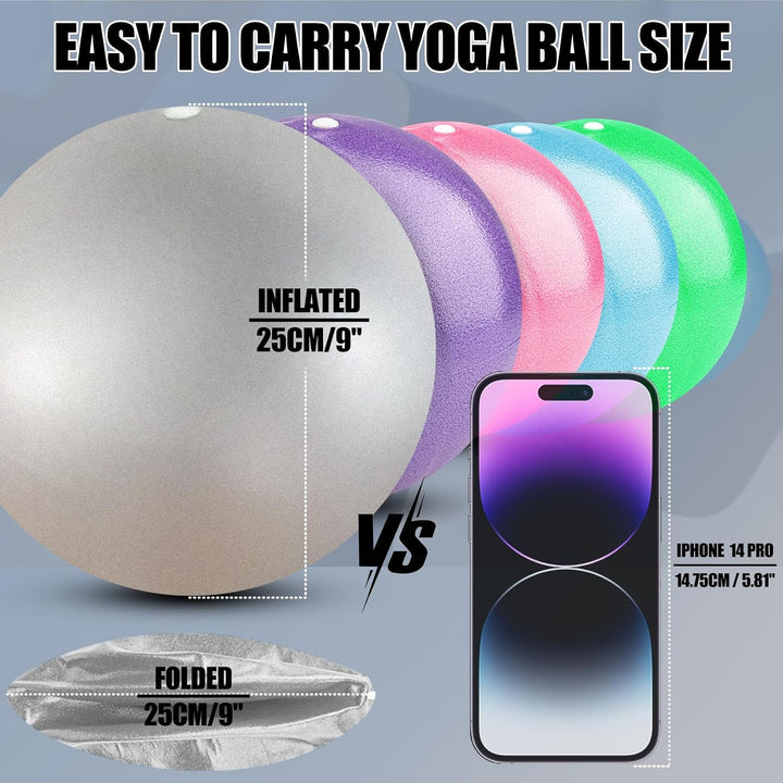 Silver 9-Inch Mini Pilates Exercise Ball with Inflation Straw - Just Closeouts Canada Inc.