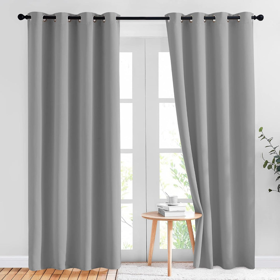 Silver Grey Blackout Grommet Curtains, 52 x 84 in, 2 Panels - Just Closeouts Canada Inc.
