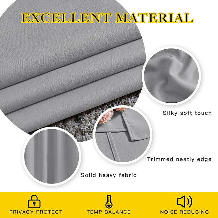 Silver Grey Blackout Grommet Curtains, 52 x 84 in, 2 Panels - Just Closeouts Canada Inc.