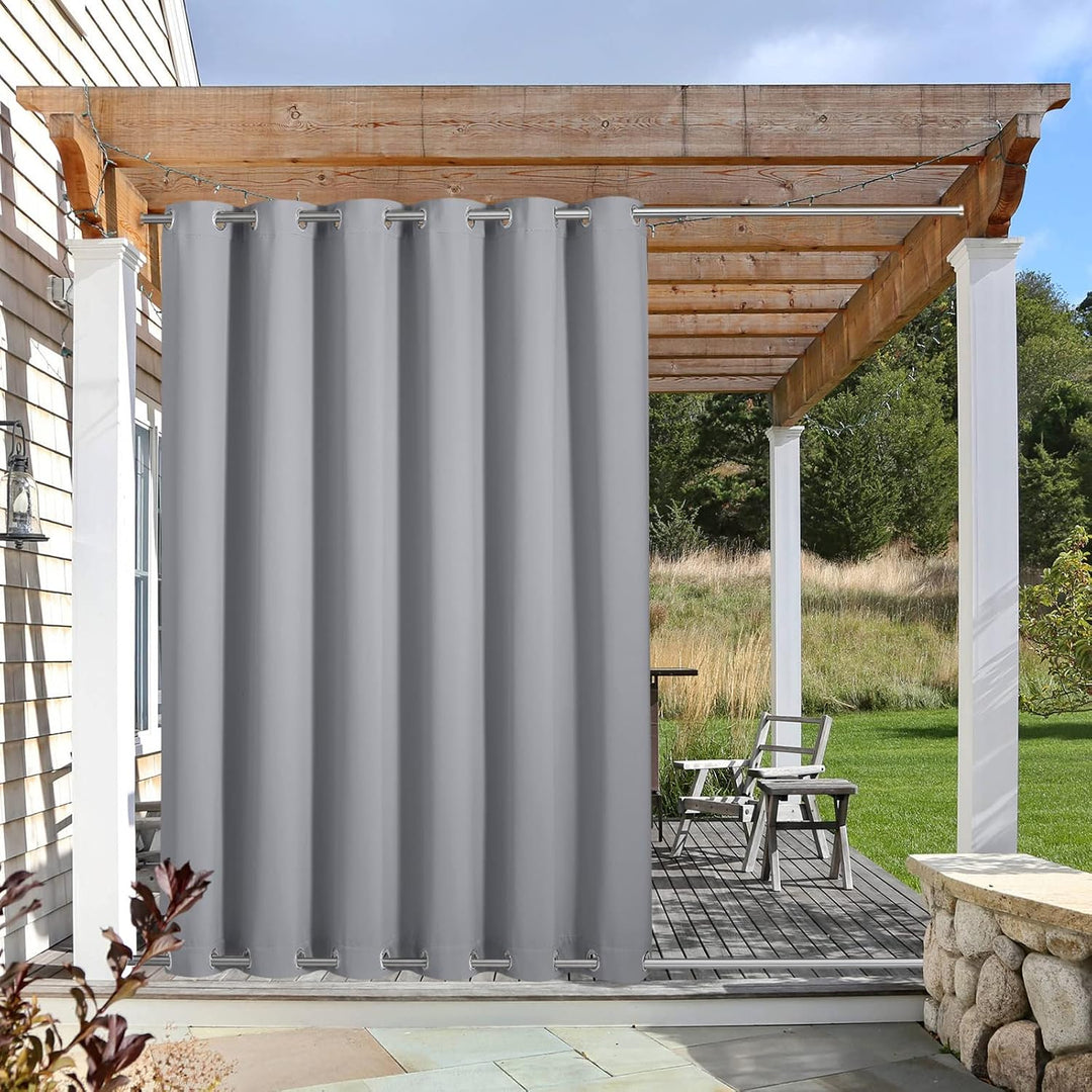 Silver Grey Waterproof Outdoor Grommet Curtain, 100 x 95 in, 1 Panel - Just Closeouts Canada Inc.