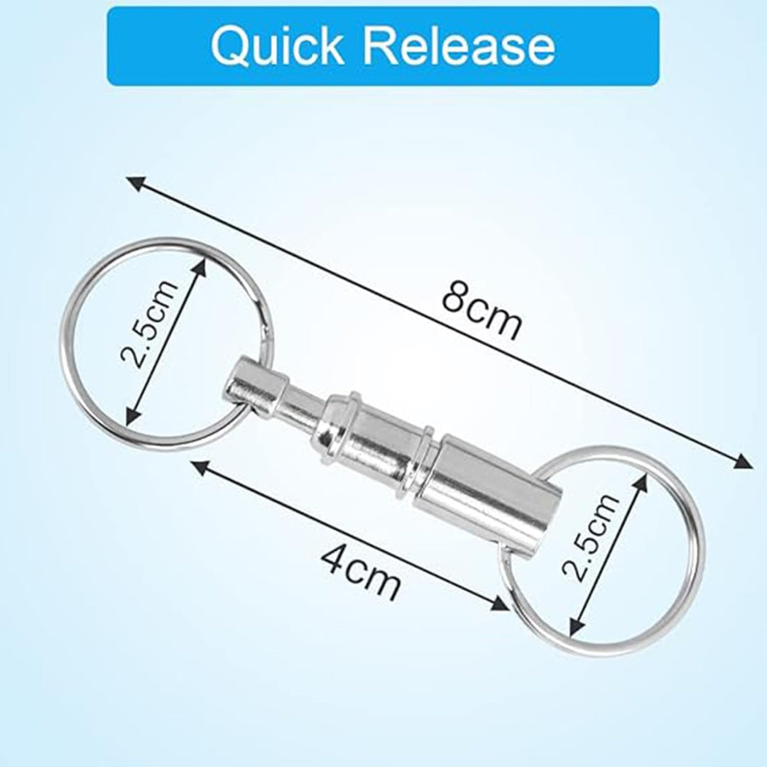 Silver detachable quick-release keychains, ten-piece set, view 2