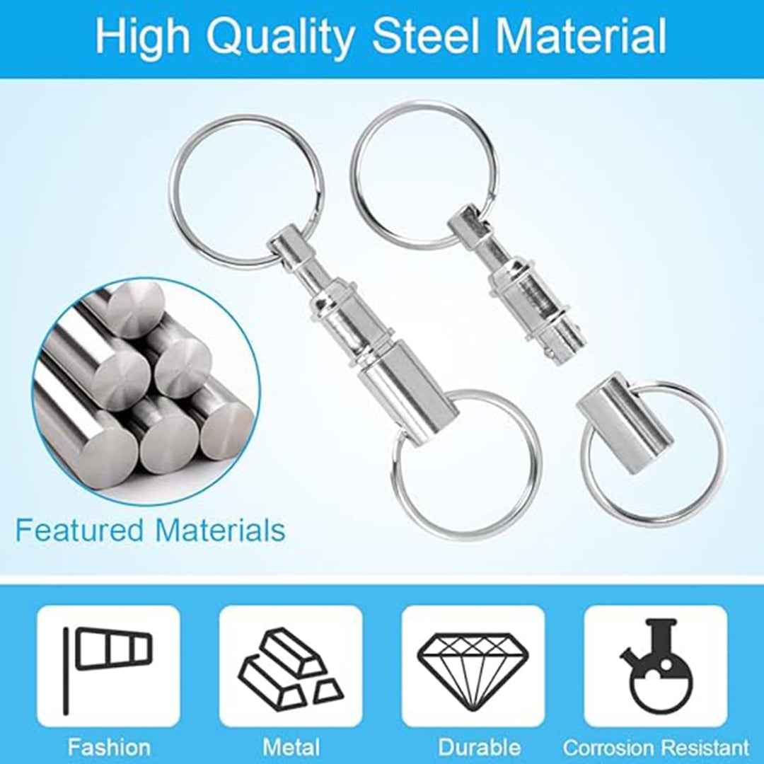 Silver detachable quick-release keychains, ten-piece set, view 3