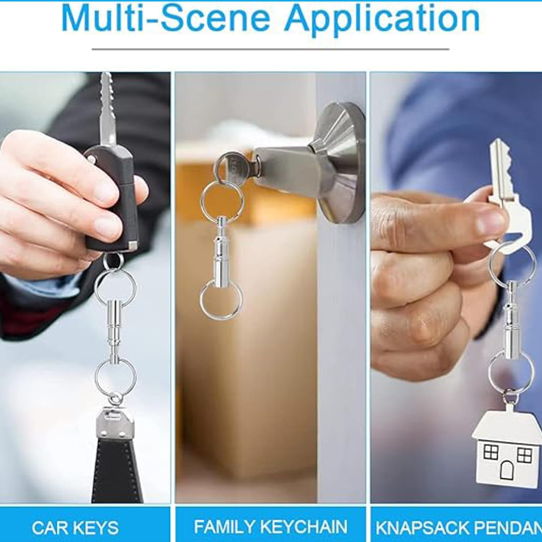 Silver detachable quick-release keychains, ten-piece set, view 5