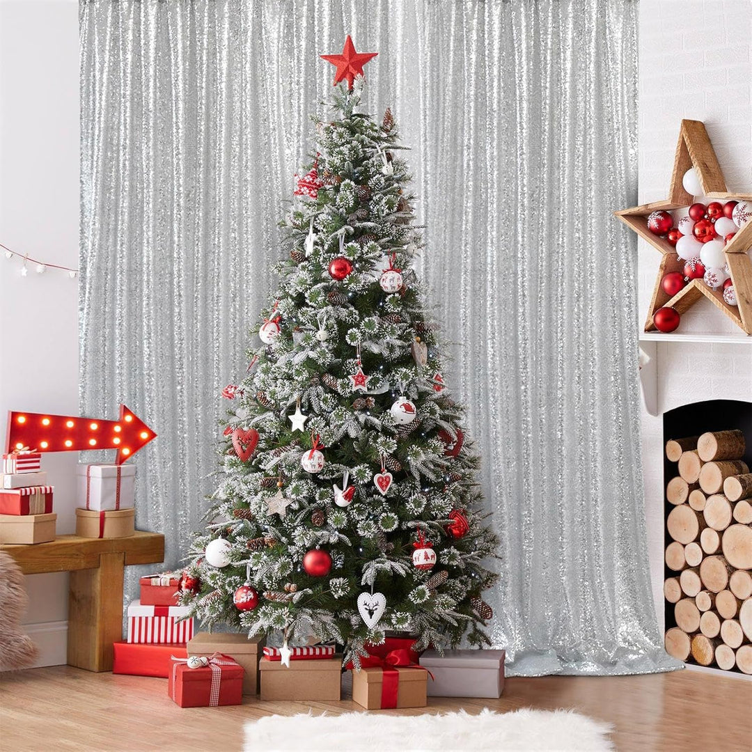 Silver Sequin Backdrop Curtain, 4 × 8 ft - Just Closeouts Canada Inc.X001OV140Z