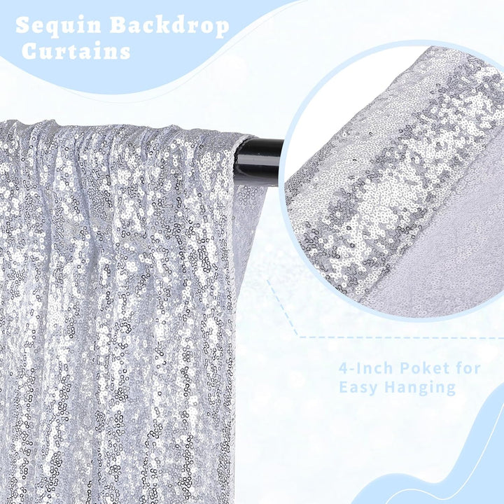 Silver Sequin Backdrop Curtain, 4 × 8 ft - Just Closeouts Canada Inc.X001OV140Z