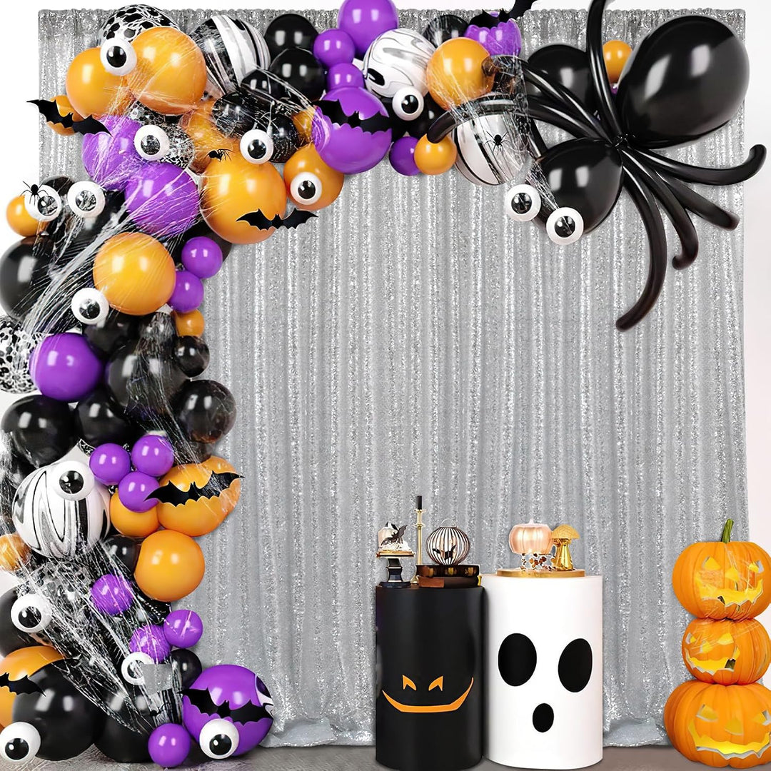 Silver Sequin Backdrop Curtain, 7 × 7 ft - Just Closeouts Canada Inc.X004A9H0KL