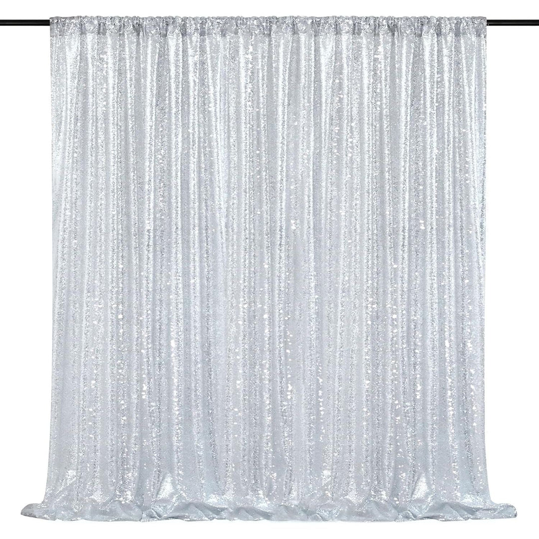 Silver Sequin Backdrop Curtain, 7 × 7 ft - Just Closeouts Canada Inc.X004A9H0KL
