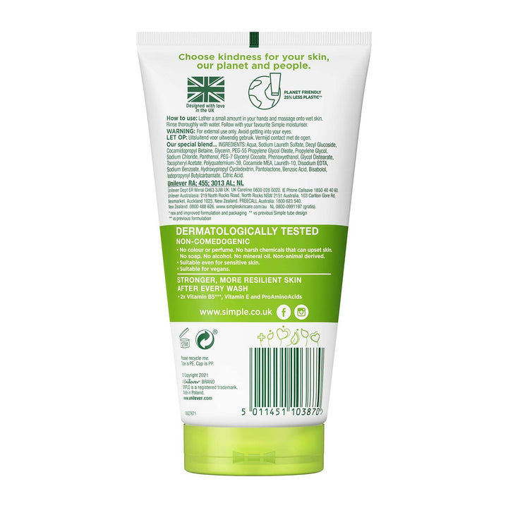 Simple Kind to Skin Moisturising Facial Wash, 150ml - Just Closeouts Canada Inc.5011451103870