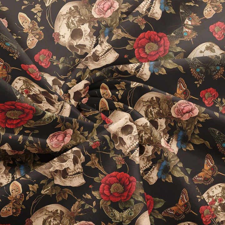 Skull, Rose & Moth Print Upholstery Fabric, 1 Yard - Just Closeouts Canada Inc.X004E7DZ71