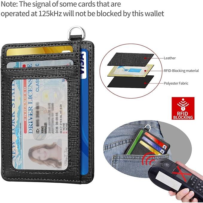 Slim Minimalist Front Pocket Wallet, RFID Blocking Credit Card Holder Wallet with Detachable D-Shackle for Men Women - Just Closeouts Canada Inc.
