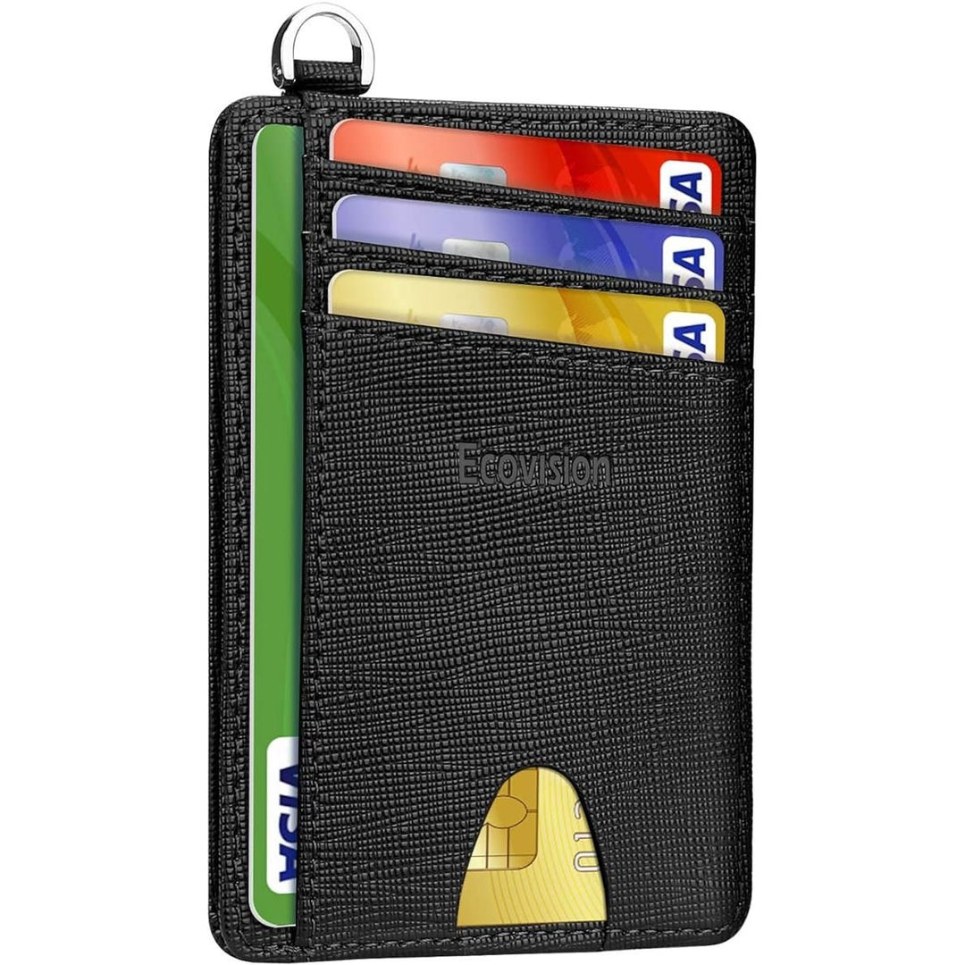 Slim Minimalist Front Pocket Wallet, RFID Blocking Credit Card Holder Wallet with Detachable D-Shackle for Men Women - Just Closeouts Canada Inc.