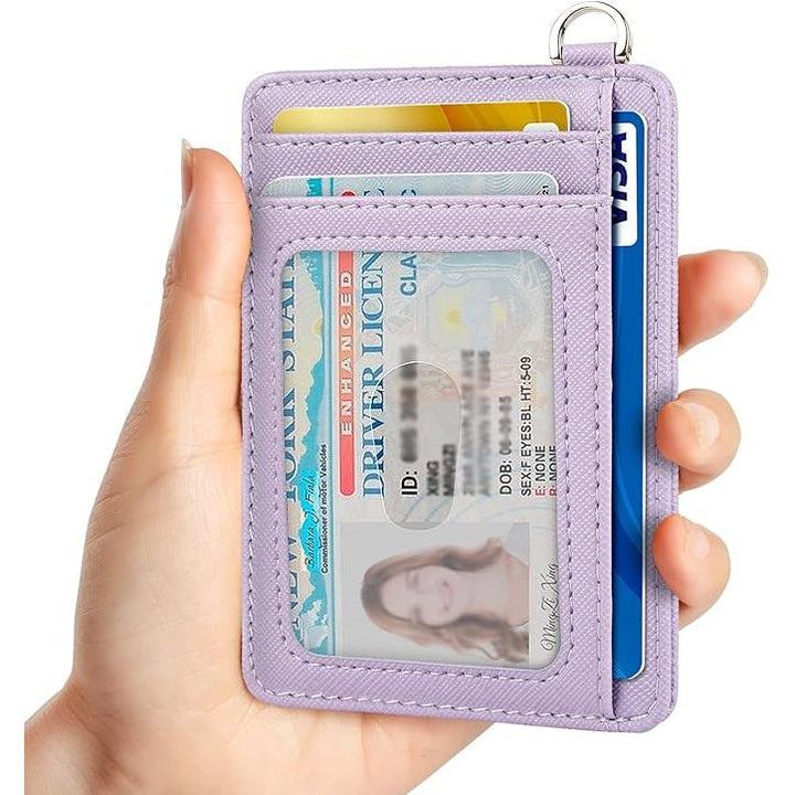Slim Minimalist Front Pocket Wallet, RFID Blocking Credit Card Holder Wallet with Detachable D-Shackle for Men Women, Lilac - Just Closeouts Canada Inc.