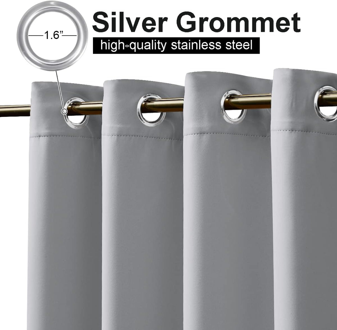 Silver grommets on Silver Grey outdoor curtain
