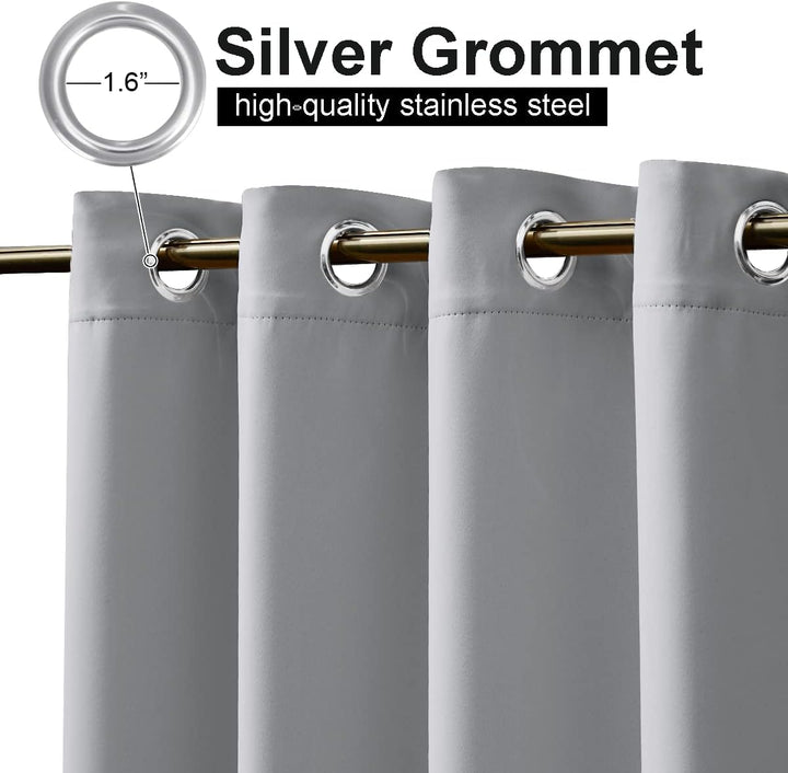 Silver grommets on Silver Grey outdoor curtain