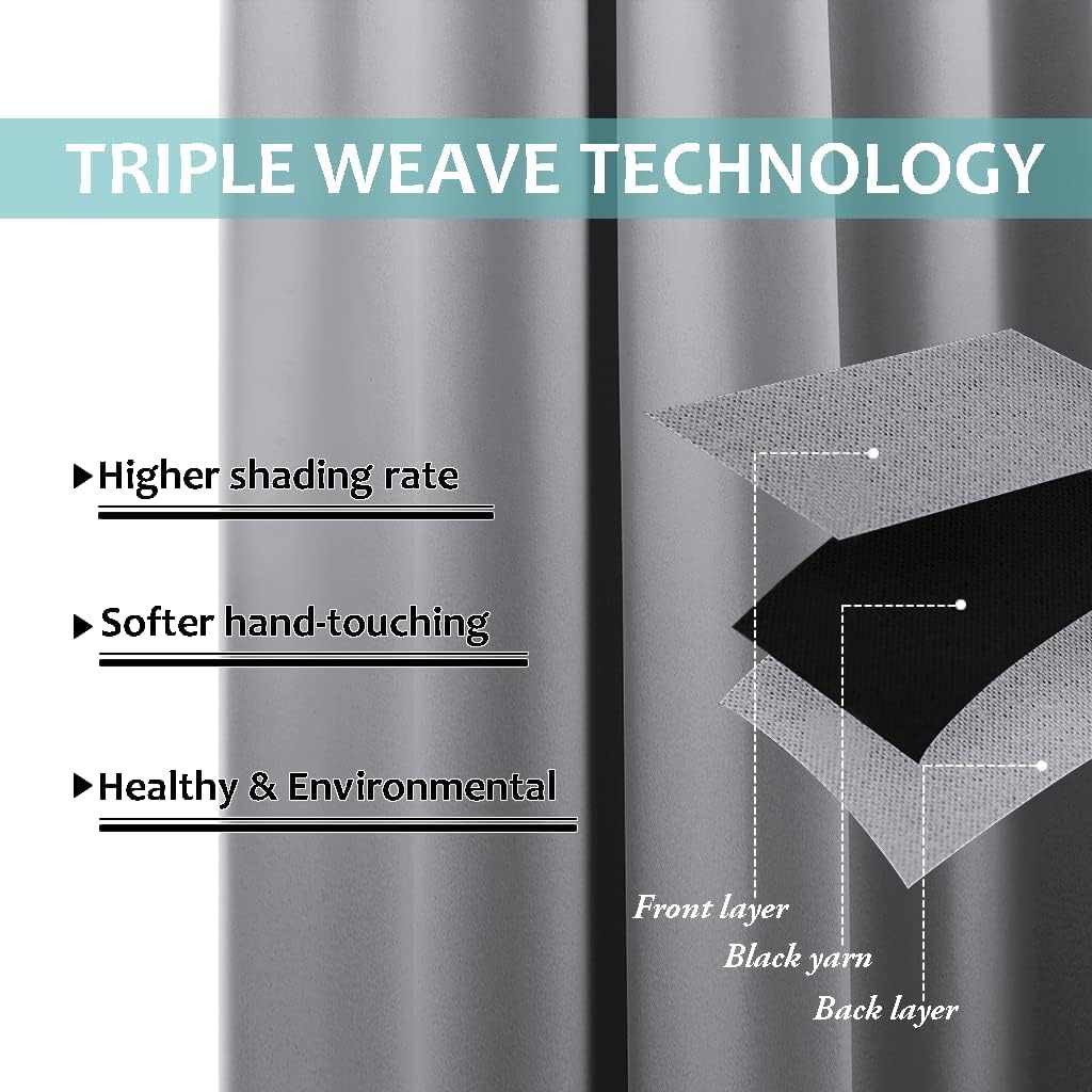 Triple-weave construction of Silver Grey outdoor curtain