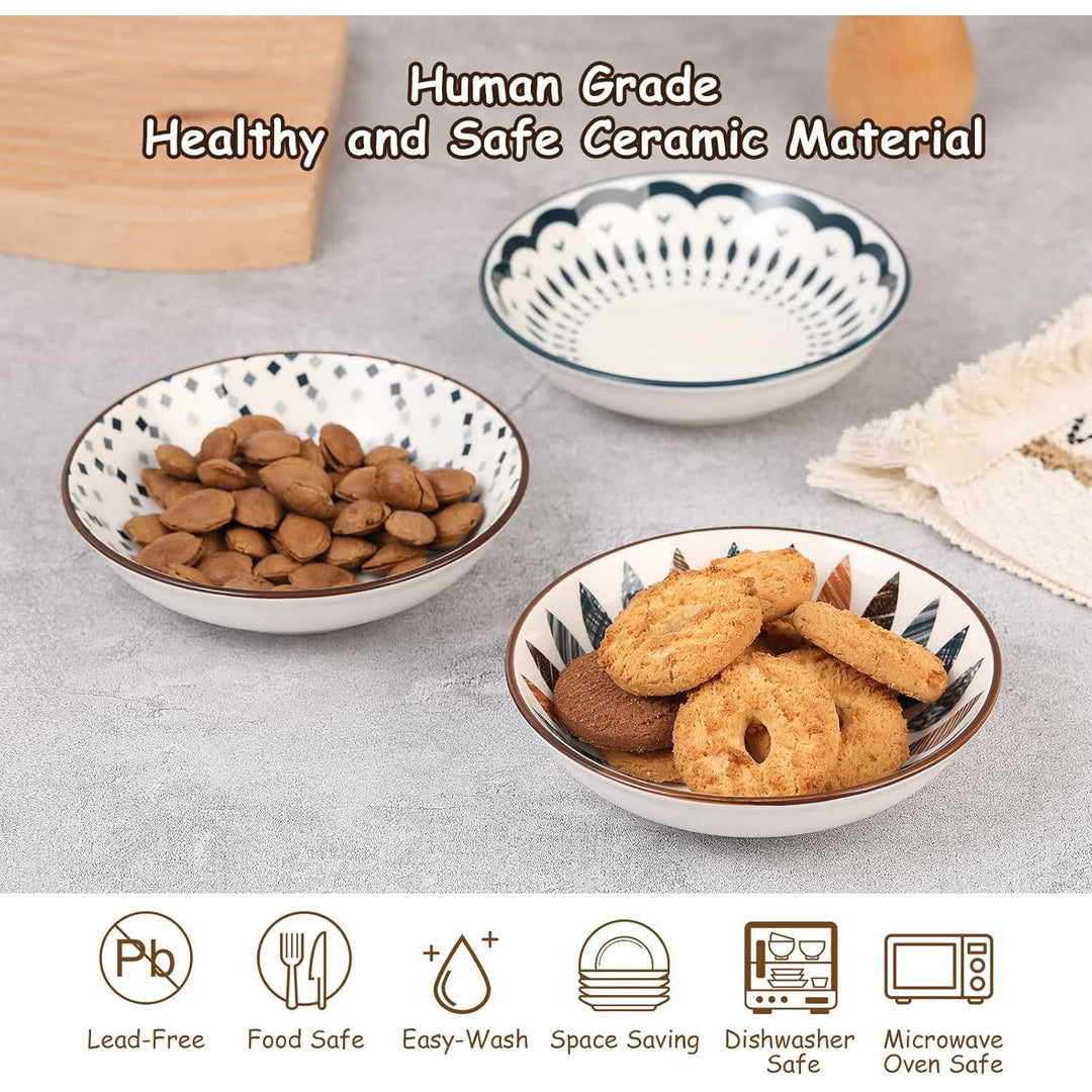 Small Ceramic Cat Food Bowl - Wide Shallow Cat Bowl with Non - Slip Mat - Whisker Friendly Cat Feeding Bowls - Japanese Style Cute Cat Dish - Cat Plates - Dishwasher Safe - Set of 6 - 8.5 oz（5.75 inch - Just Closeouts Canada Inc.X0040IF2YD