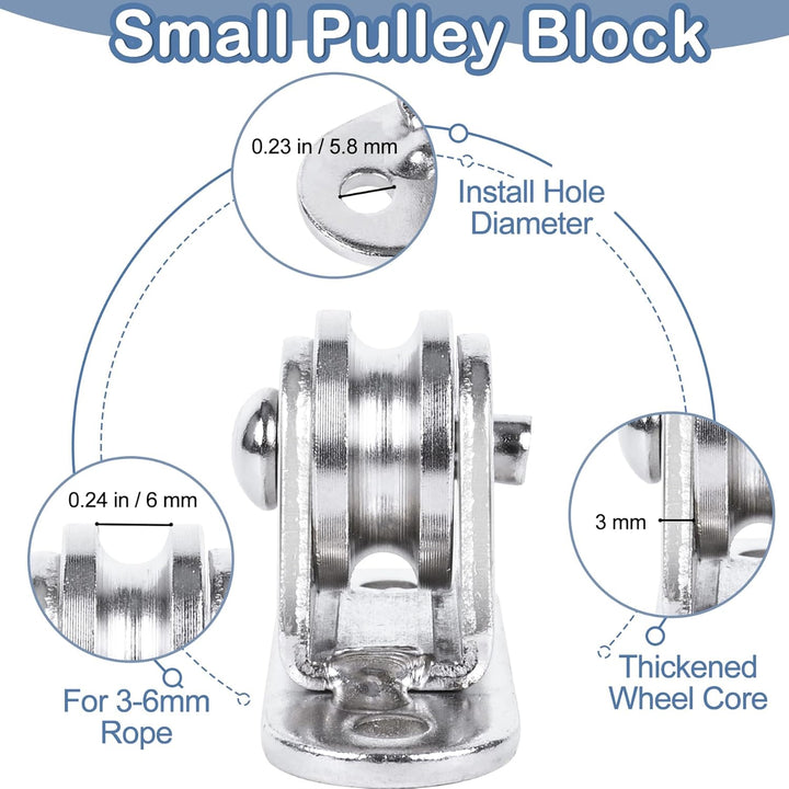 Small Pulley Block 1" Stainless Steel Mini Duplex Pulley Roller Frictionless Silent Wheel Heavy Duty Fixed Pulley Loading 176 lb for Rope Cable Cord Guide & Wall Ceiling Mount DIY Project - 4 Pack - Just Closeouts Canada Inc.