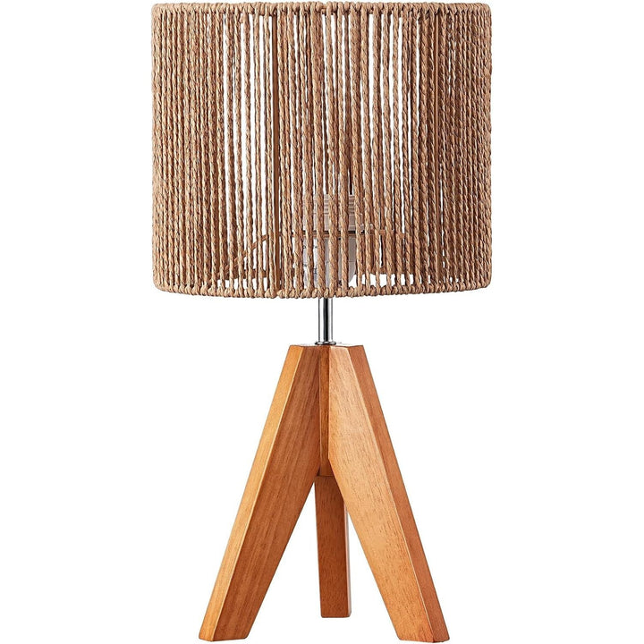 Small Rattan Table Lamp, Wood Tripod Bedside Lamp, Boho Nightstand Lamp for Living Room, End Table, Office, E26 Base, Natural Style - Just Closeouts Canada Inc.X004896O8H
