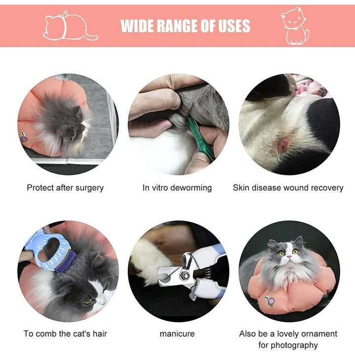 Soft Cat Recovery Collar, Comfy Head Wound Healing Protective Collar for Cat Recovery After Surgery, Adjustable Cute Neck Cone for Cats, Kitten and Puppies(Pink FlowersXL) - Just Closeouts Canada Inc.