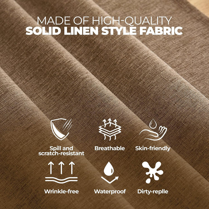 Solid Linen Dining Rectangular Table Cloth, Outdoor Waterproof Party Table Cover for Wedding, Picnics Table, Rectangle Easy to Clean Tablecloth(Oblong, 60 x 104 Inch (8-10 Seats), Coffee) - Just Closeouts Canada Inc.X003KNDT49