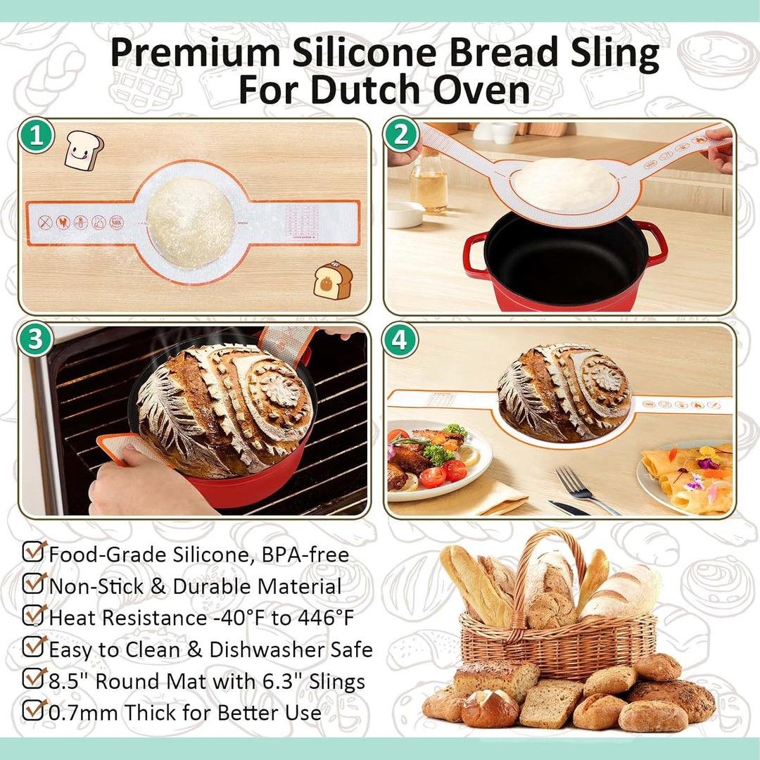 Sourdough Bread Starter Kit, 34oz Sourdough Starter Jar, Bread Sling for Dutch Oven, 2 Bread Proofing Baskets, Thermometer, Time Tracker, Metal Scraper, Sourdough Bread Baking Supplies - Green - Just Closeouts Canada Inc.