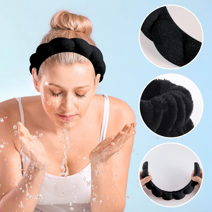 Spa Headbands for Women Skincare Headband Black Makeup Headband for Washing Face Hair Headband and Wristband Valentine's Day Gifts for Women Teen Girl - Just Closeouts Canada Inc.X004D5OIP7