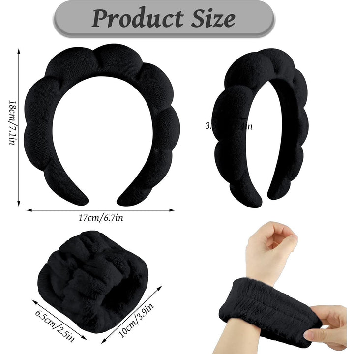 Spa Headbands for Women Skincare Headband Black Makeup Headband for Washing Face Hair Headband and Wristband Valentine's Day Gifts for Women Teen Girl - Just Closeouts Canada Inc.X004D5OIP7