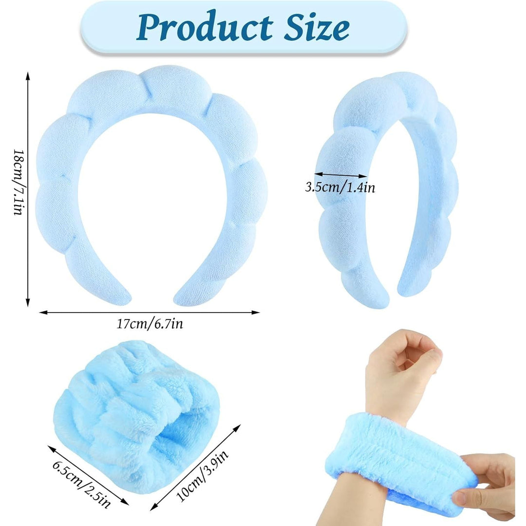Spa Headbands for Women Skincare Headband Blue Makeup Headband for Washing Face Hair Headband and Wristband Valentine's Day Gifts for Women Teen Girl - Just Closeouts Canada Inc.
