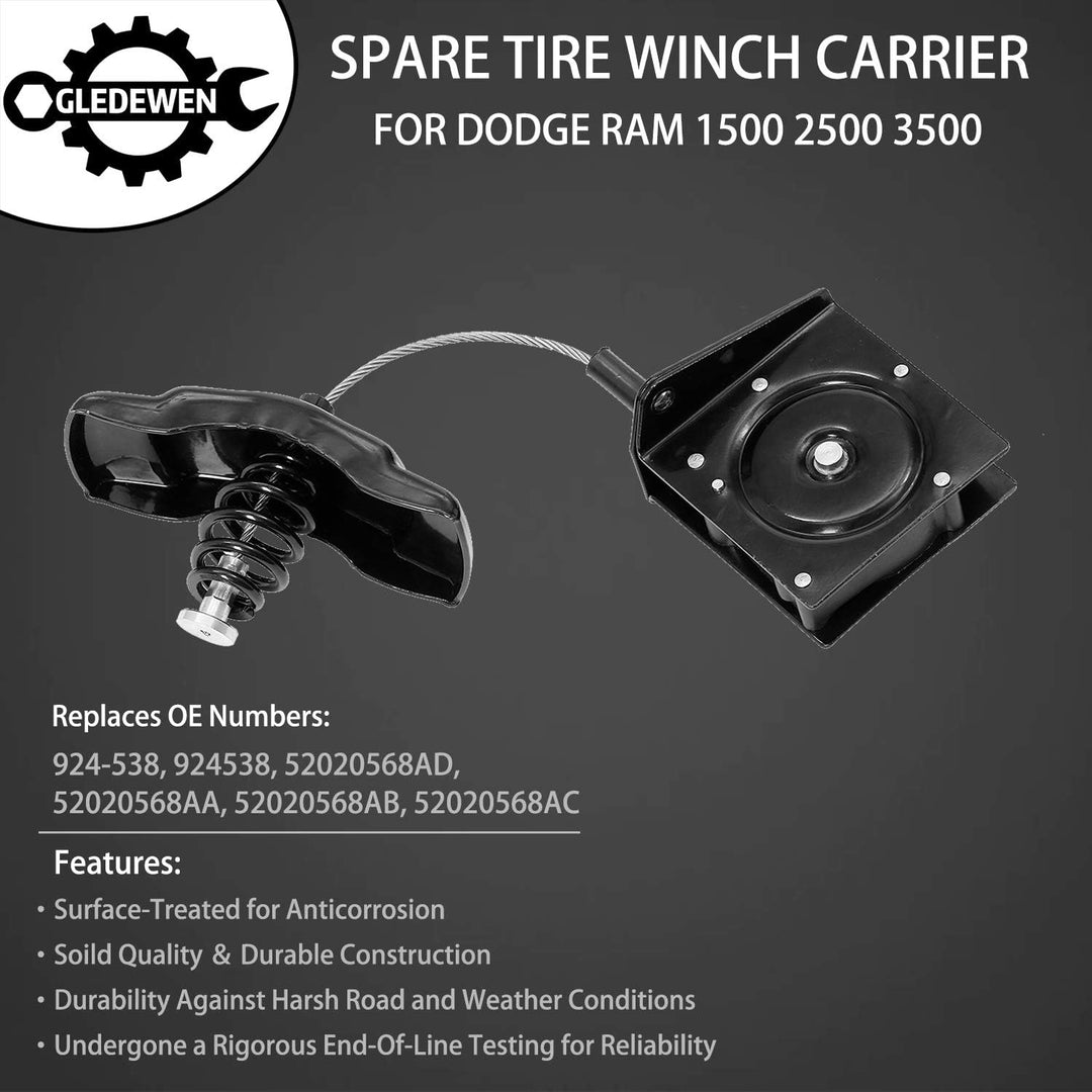 Spare Tire Hoist Spare Tire Winch Carrier | for 2002 - 2005 Dodge Ram 1500, 2003 - 2012 Dodge Ram 2500 3500 | Replaces 924 - 538, 52020568AD - Just Closeouts Canada Inc.