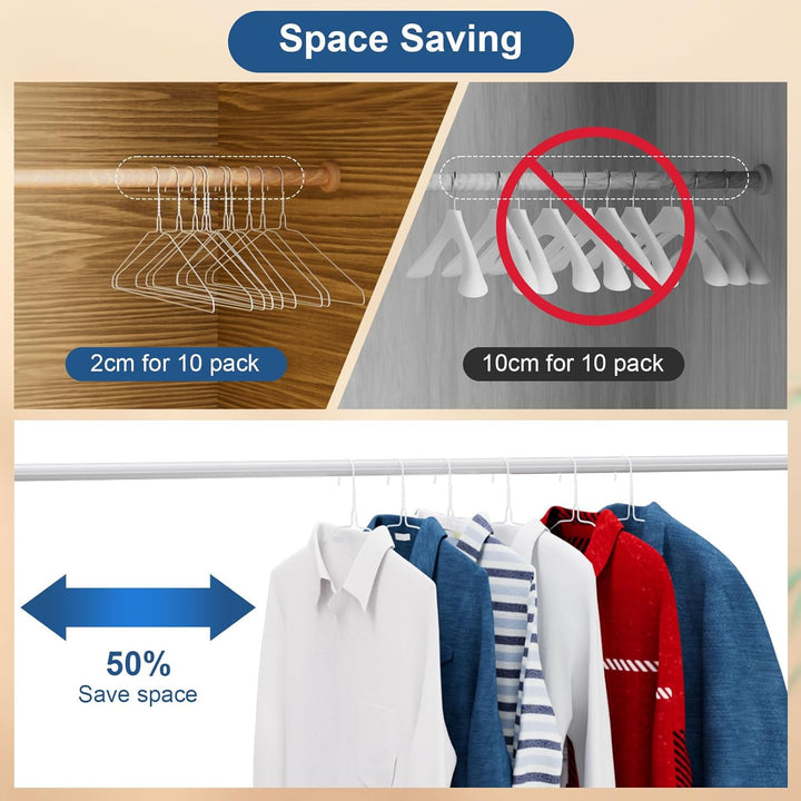 SPECILITE Metal Wire Hangers 100 Pack, Bulk for Commercial and Home, 16 Inch 12 Gauge Ultra Thin for Standard Size Clothes, Coats, Suits, Shirts - White - Just Closeouts Canada Inc.