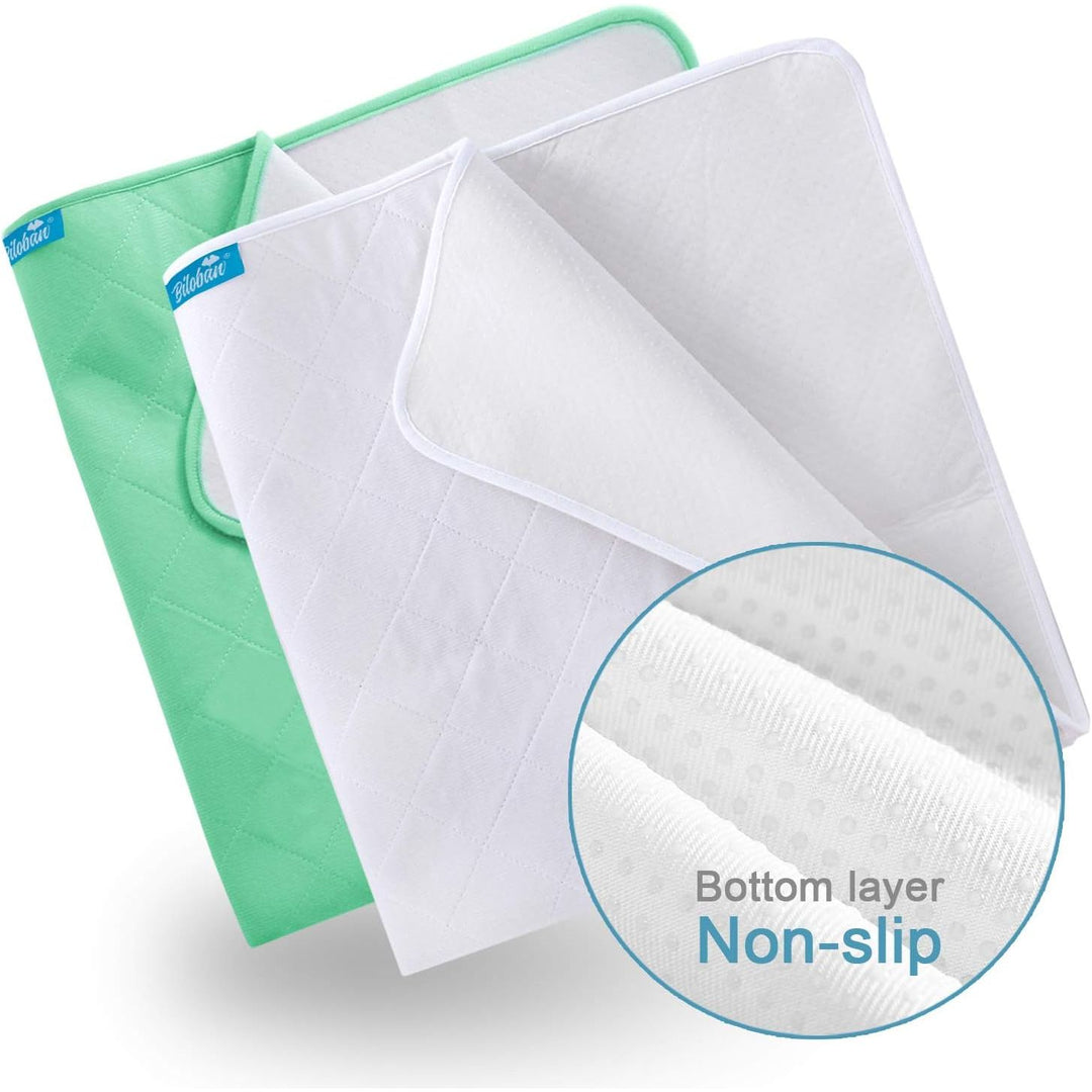 SPRINGSPIRIT Washable Bed Pads for Incontinence 34'' x 36'' (2 Pack), Absorbent Waterproof Bed Pads with Non - Slip Back for Adults, Kids, White and Green - Just Closeouts Canada Inc.