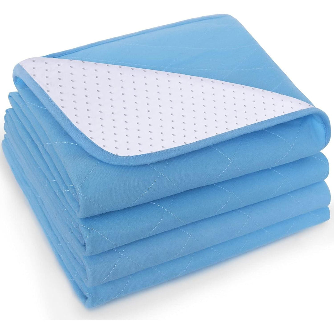 SPRINGSPIRIT Washable Bed Pads for Incontinence 34'' x 36'' (4 Pack), Absorbent Waterproof Bed Pads with Non - Slip Back for Adults, Kids, Blue - Just Closeouts Canada Inc.