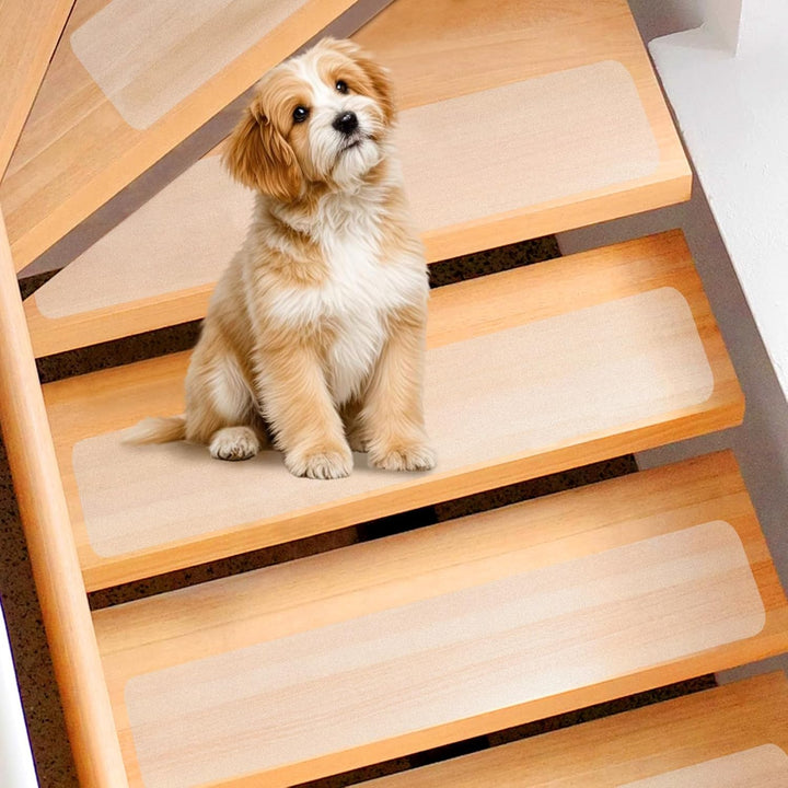 Spurtar Anti Slip Tape Clear Stair Treads for Wooden Steps Indoor Grip Tape for Stairs, Stair Runners for Wooden Steps, Transparent Non Slip Stair Grips for Dogs, 4"x24" 15 Pack - Just Closeouts Canada Inc.