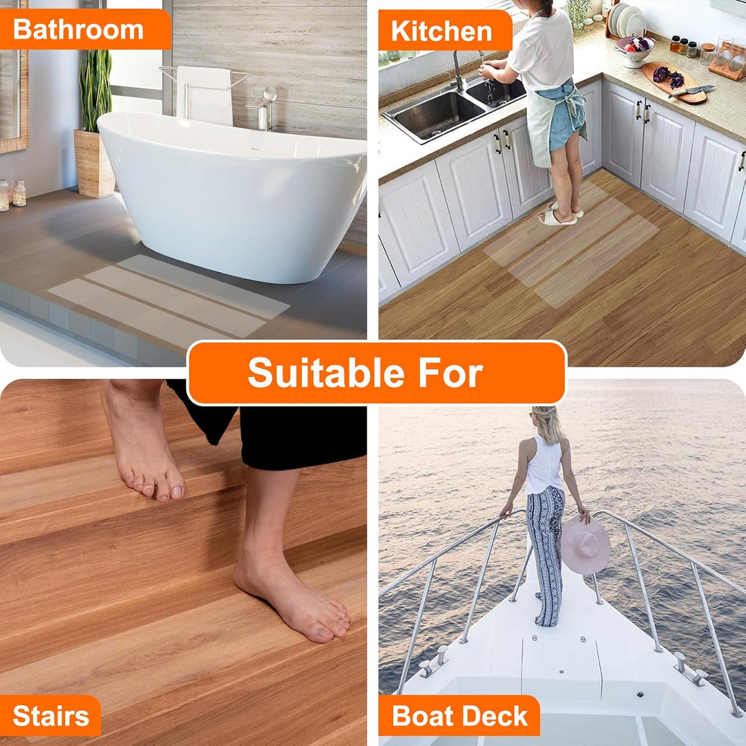 Spurtar Anti Slip Tape Clear Stair Treads for Wooden Steps Indoor Grip Tape for Stairs, Stair Runners for Wooden Steps, Transparent Non Slip Stair Grips for Dogs, 4"x24" 15 Pack - Just Closeouts Canada Inc.