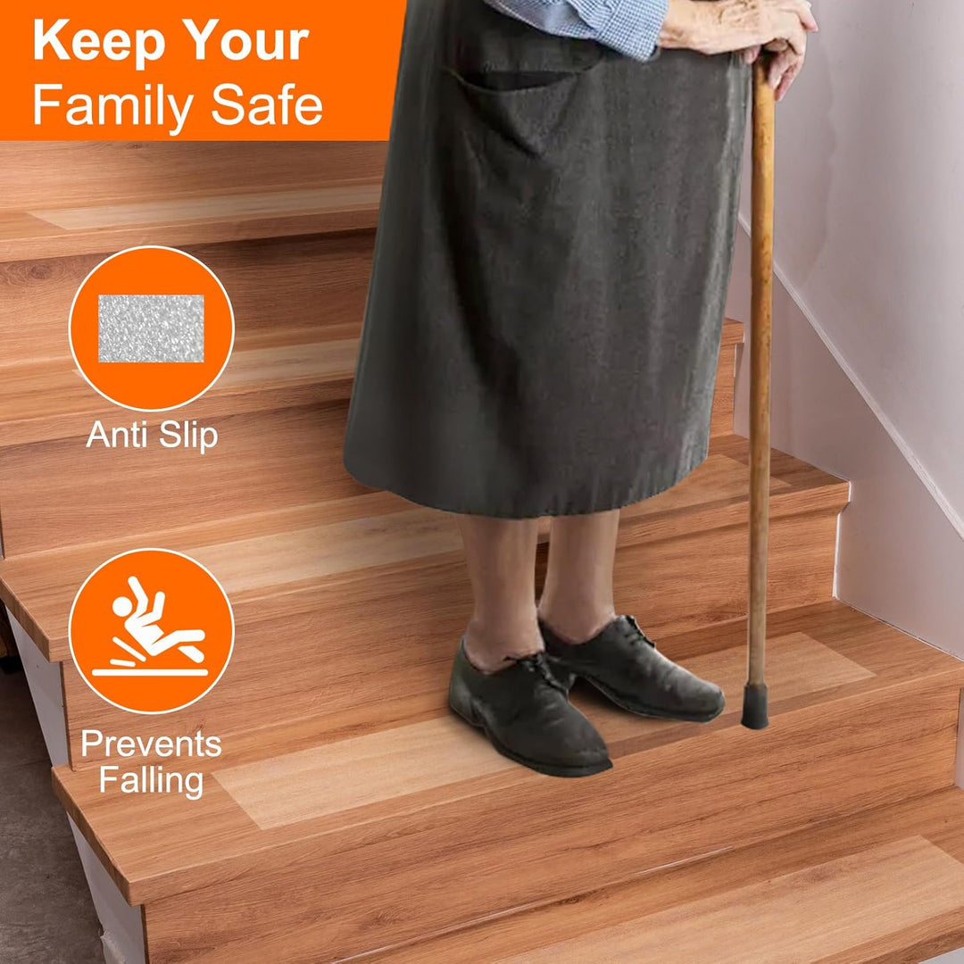 Spurtar Anti Slip Tape Clear Stair Treads for Wooden Steps Indoor Grip Tape for Stairs, Stair Runners for Wooden Steps, Transparent Non Slip Stair Grips for Dogs, 4"x24" 15 Pack - Just Closeouts Canada Inc.