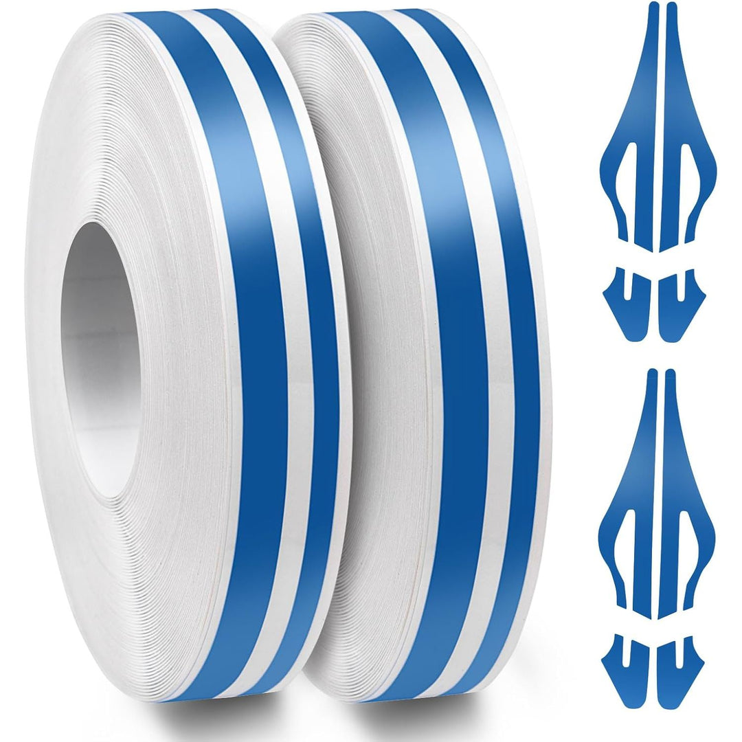 Spurtar Blue Racing Stripes, Vinyl Wrap Car Pinstripe Tape Pinstriping Tape,DIY Car Decals Motorcycles Bicycles Accessories for Men Women, 2 Rolls x 32Ft, 1/5” Stripe+ 1/10" Gap+ 1/10” Stripe - Just Closeouts Canada Inc.