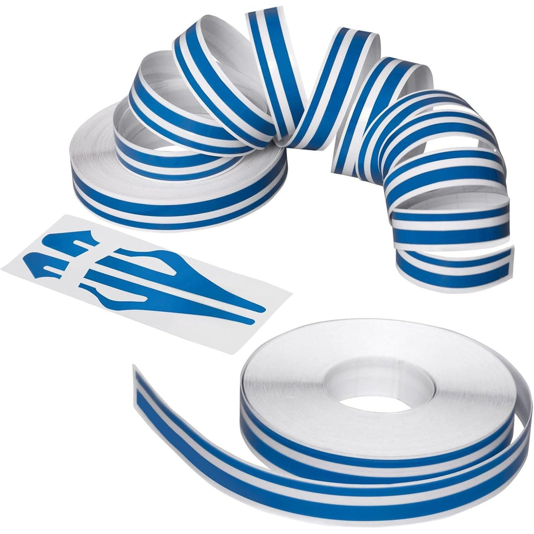 Spurtar Blue Racing Stripes, Vinyl Wrap Car Pinstripe Tape Pinstriping Tape,DIY Car Decals Motorcycles Bicycles Accessories for Men Women, 2 Rolls x 32Ft, 1/5” Stripe+ 1/10" Gap+ 1/10” Stripe - Just Closeouts Canada Inc.